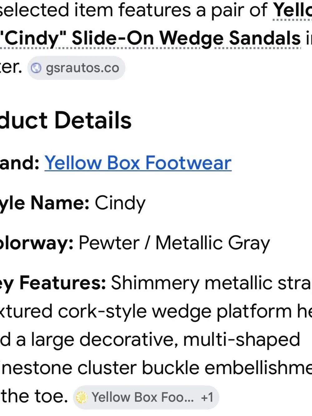 Yellow Box "Cindy" Slide-On Wedge Sandals in pewter. - Picture 5 of 6